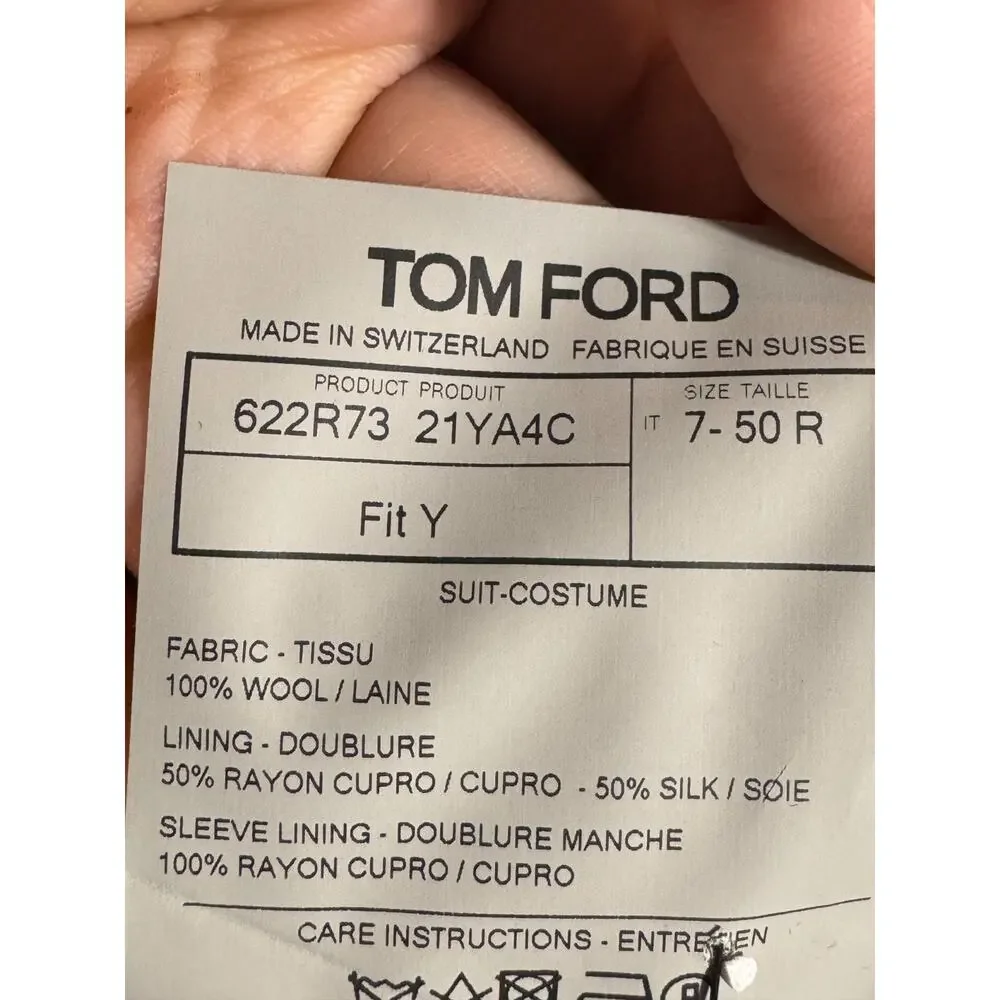Tom Ford Guncheck Gray Suit Jacket Sportcoat 50R 40R EUC Men's Wool Switzerland